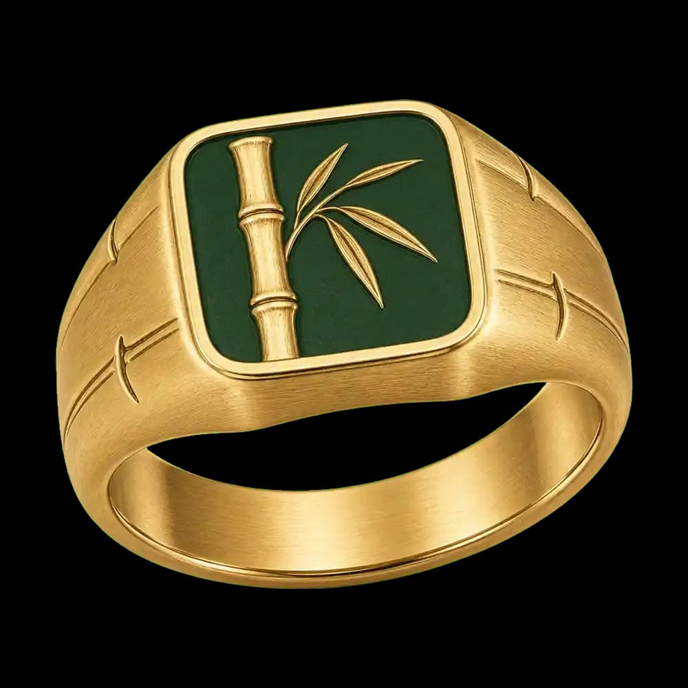 Bamboo Integrity Men's Signet Ring transparent design preview image