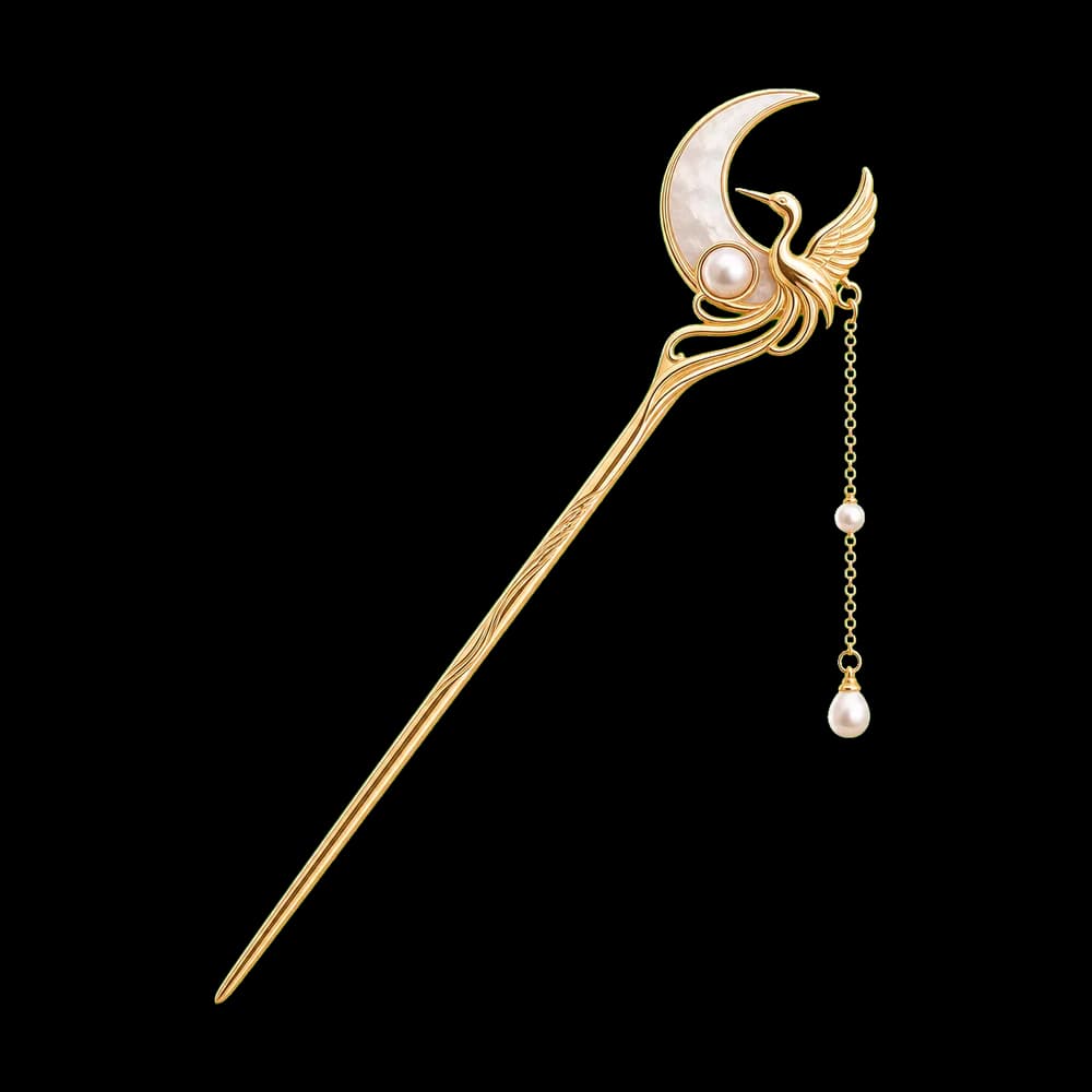 Crane Moon Hairpin transparent design preview image