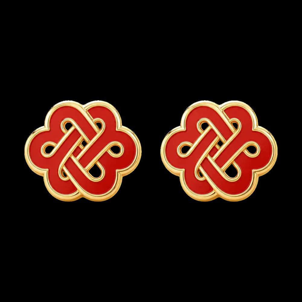 Double Happiness Knot Stud Earrings transparent design preview image