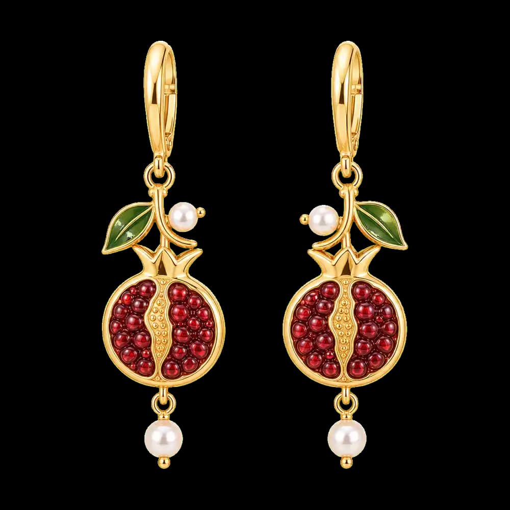 Pomegranate Abundance Drop Earrings transparent design preview image