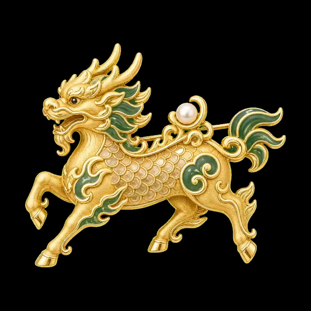 Qilin Auspicious Brooch transparent design preview image