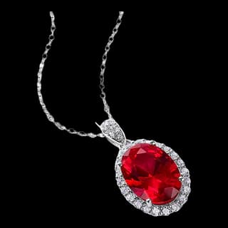 S925 Sterling Silver Lab-Grown Ruby Necklace Collection