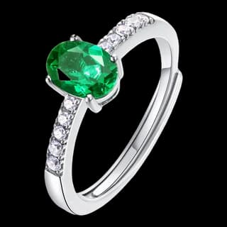 S925 Sterling Silver Lab-Grown Emerald Ring