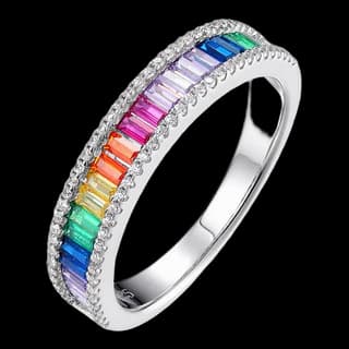 S925 Sterling Silver Multicolor Zircon Ring