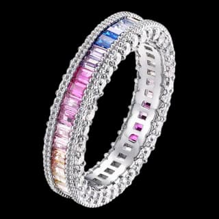 S925 Sterling Silver Multicolor Zircon Ring
