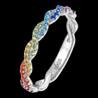 S925 Sterling Silver Multicolor Zircon Ring