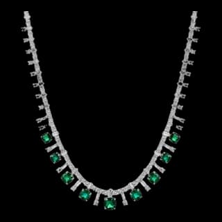 S925 Sterling Silver Lab-Grown Emerald Necklace
