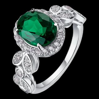 S925 Sterling Silver Lab-Grown Emerald Ring