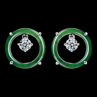 S925 Sterling Silver Moss Agate Stud Earrings (Pair)
