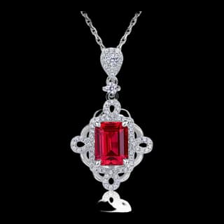 S925 Sterling Silver Lab-Grown Ruby Pendant