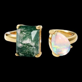 S925 Sterling Silver Moss Agate Ring