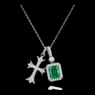 S925 Sterling Silver Synthetic Emerald Necklace Collection