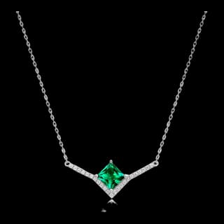 S925 Sterling Silver Lab-Grown Emerald Necklace