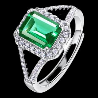 S925 Sterling Silver Lab-Grown Emerald Ring
