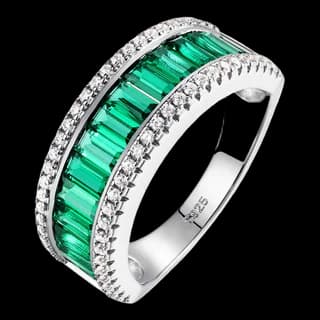 S925 Sterling Silver Lab-Grown Emerald Ring
