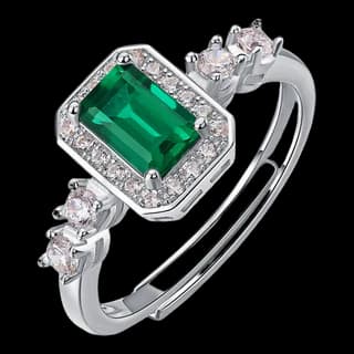 S925 Sterling Silver Lab-Grown Emerald Ring