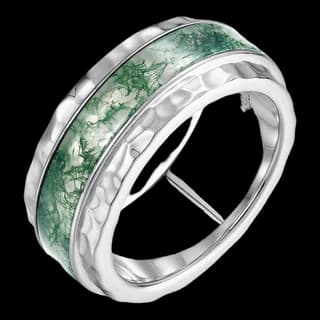 S925 Sterling Silver Moss Agate Ring