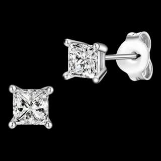 S925 Sterling Silver Zircon Stud Earrings (Pair)