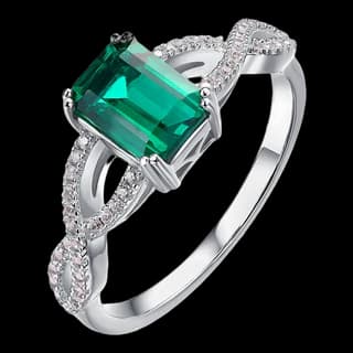 S925 Sterling Silver Lab-Grown Emerald Ring