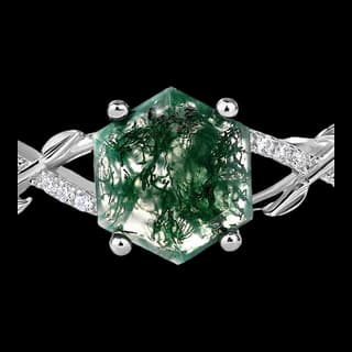 S925 Sterling Silver Moss Agate Ring