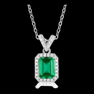 S925 Sterling Silver Lab-Grown Emerald Necklace