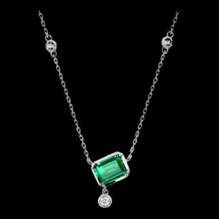 S925 Sterling Silver Lab-Grown Emerald Necklace