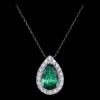 S925 Sterling Silver Lab-Grown Emerald Necklace