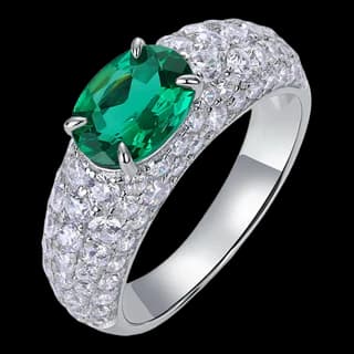 S925 Sterling Silver Lab-Grown Emerald Ring