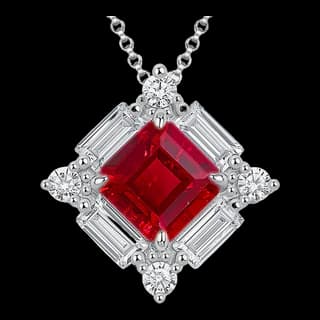 S925 Sterling Silver Lab-Grown Ruby Necklace
