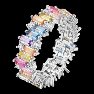 S925 Sterling Silver Multicolor Zircon Ring