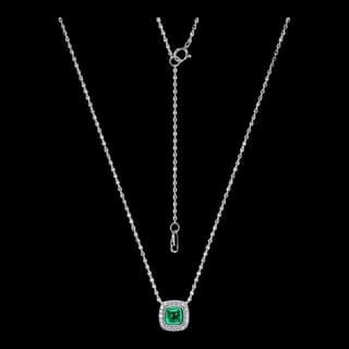 S925 Sterling Silver Lab-Grown Emerald Necklace