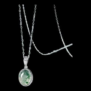 S925 Sterling Silver Moss Agate Pendant