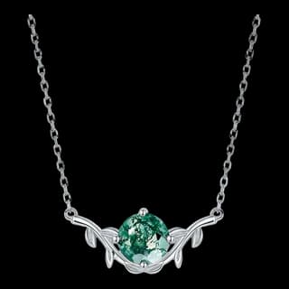 S925 Sterling Silver Moss Agate Necklace