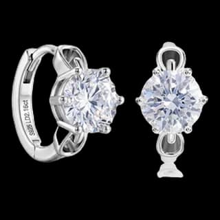 S925 Sterling Silver Lab-Grown Diamond Hoop Earrings (Pair)