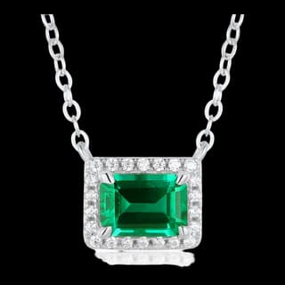 S925 Sterling Silver Lab-Grown Emerald Necklace