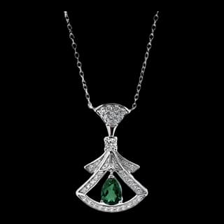 S925 Sterling Silver Lab-Grown Emerald Necklace