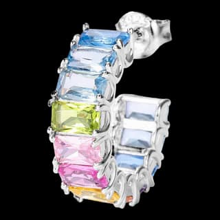 S925 Sterling Silver Multicolor Zircon Stud Earrings (Pair)