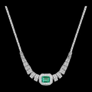 S925 Sterling Silver Lab-Grown Emerald Necklace