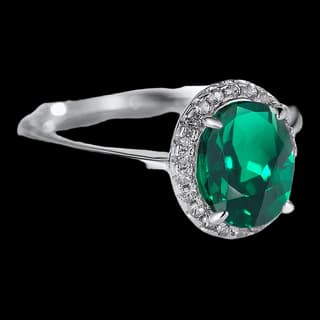 S925 Sterling Silver Lab-Grown Emerald Ring
