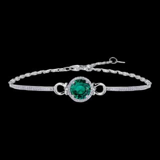 S925 Sterling Silver Lab-Grown Emerald Bracelet