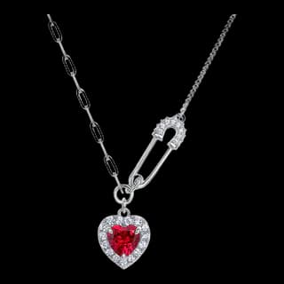 S925 Sterling Silver Lab-Grown Ruby Necklace