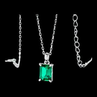S925 Sterling Silver Lab-Grown Emerald Necklace