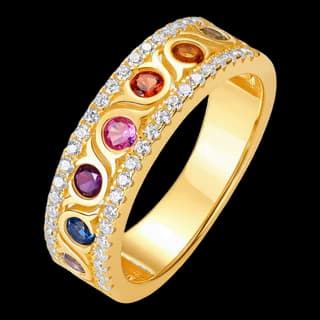 S925 Sterling Silver Multicolor Zircon Ring