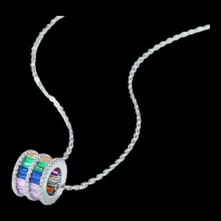 S925 Sterling Silver Multicolor Zircon Necklace