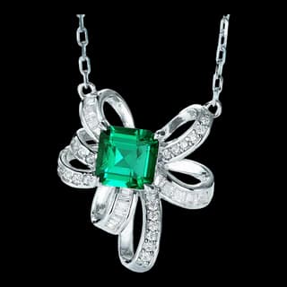 S925 Sterling Silver Lab-Grown Emerald Necklace