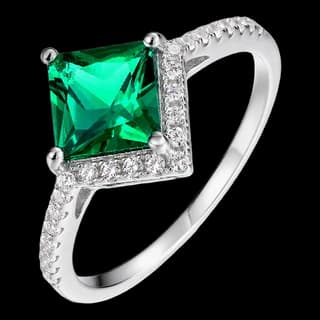 S925 Sterling Silver Lab-Grown Emerald Ring