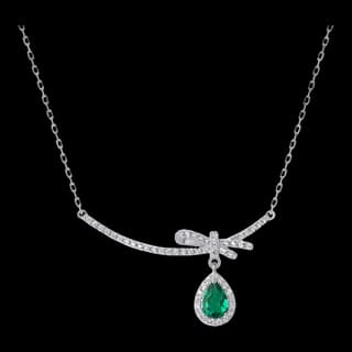 S925 Sterling Silver Lab-Grown Emerald Necklace