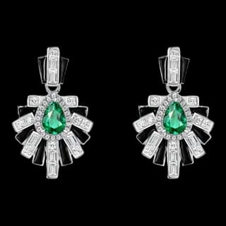 S925 Sterling Silver Lab-Grown Emerald Stud Earrings (Pair)
