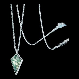 S925 Sterling Silver Moss Agate Necklace