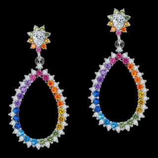 S925 Sterling Silver Multicolor Zircon Drop Earrings (Pair)